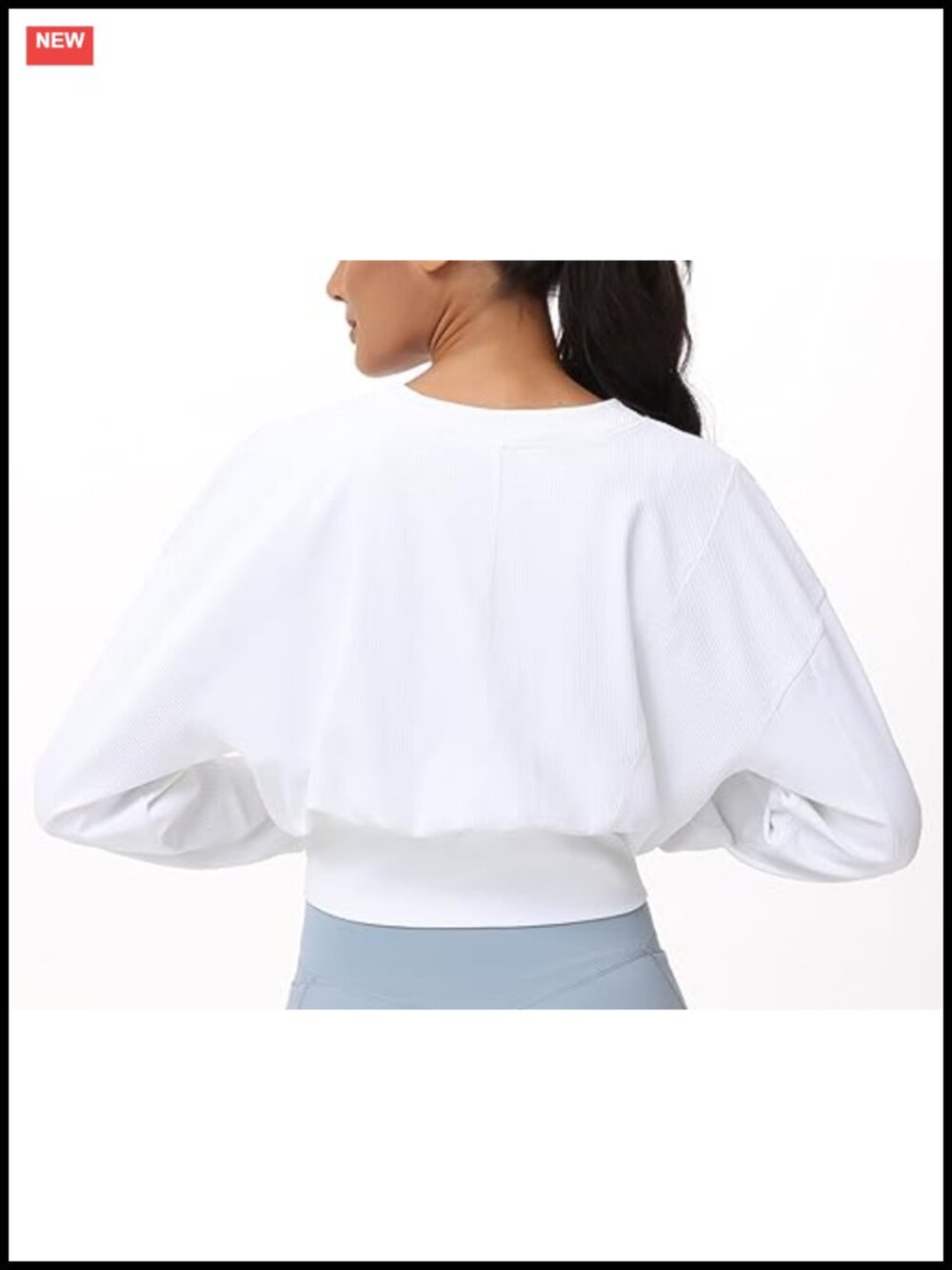 Full Zip Cropped Gym Jacket Ribbed Workout Top - Picture 4 of 6